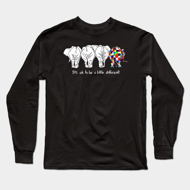 It's Ok To Be A Little Different Elephant Long Sleeve T-Shirt by elenaartits
